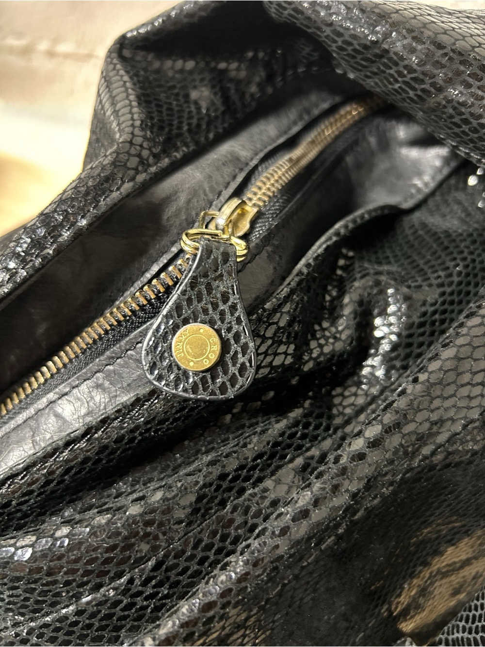 JIMMY CHOO Snake Print Patent Leather Large Hobo Shoulder Bag EUC - Picture 10 of 14